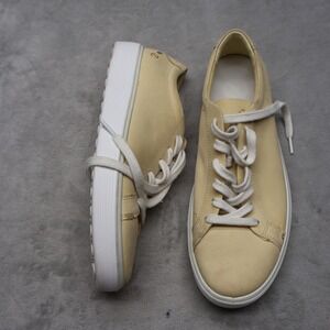 ECCO‎ Womens 10-10.5 Soft 60 Sneakers Yellow Leather Trainer Low Top Lace-Up